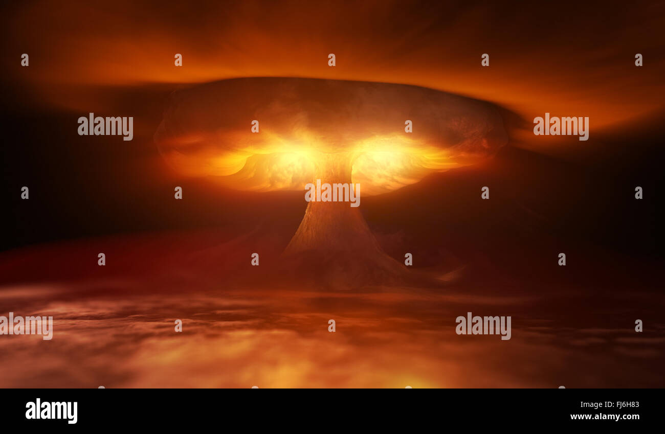 Esplosione nucleare e le onde nel cielo Foto Stock