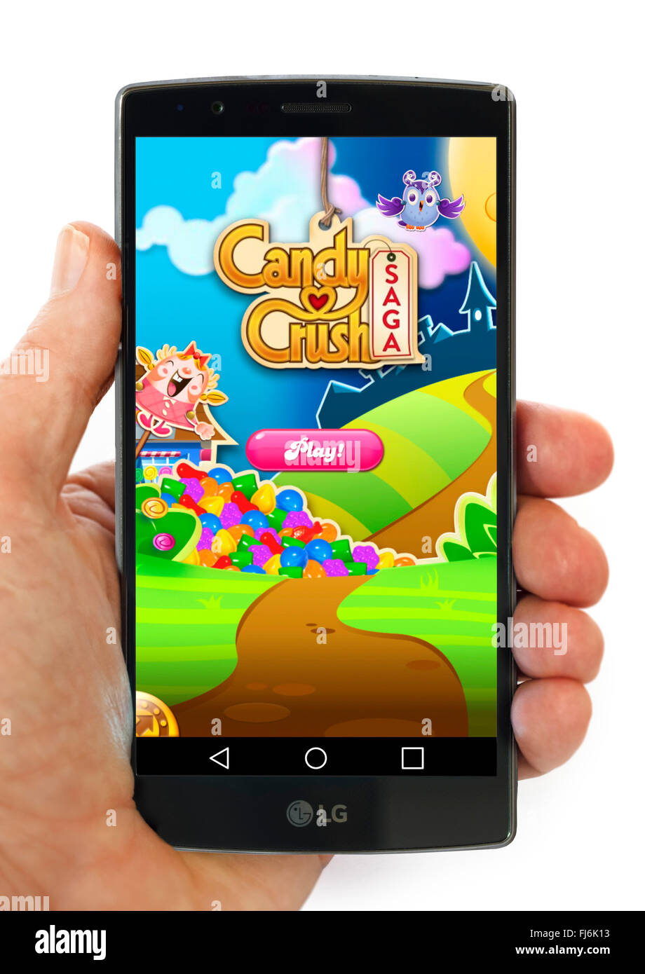 Riproduzione di Candy Crush Saga su un LG G4 5,5 pollici per smartphone Android Foto Stock