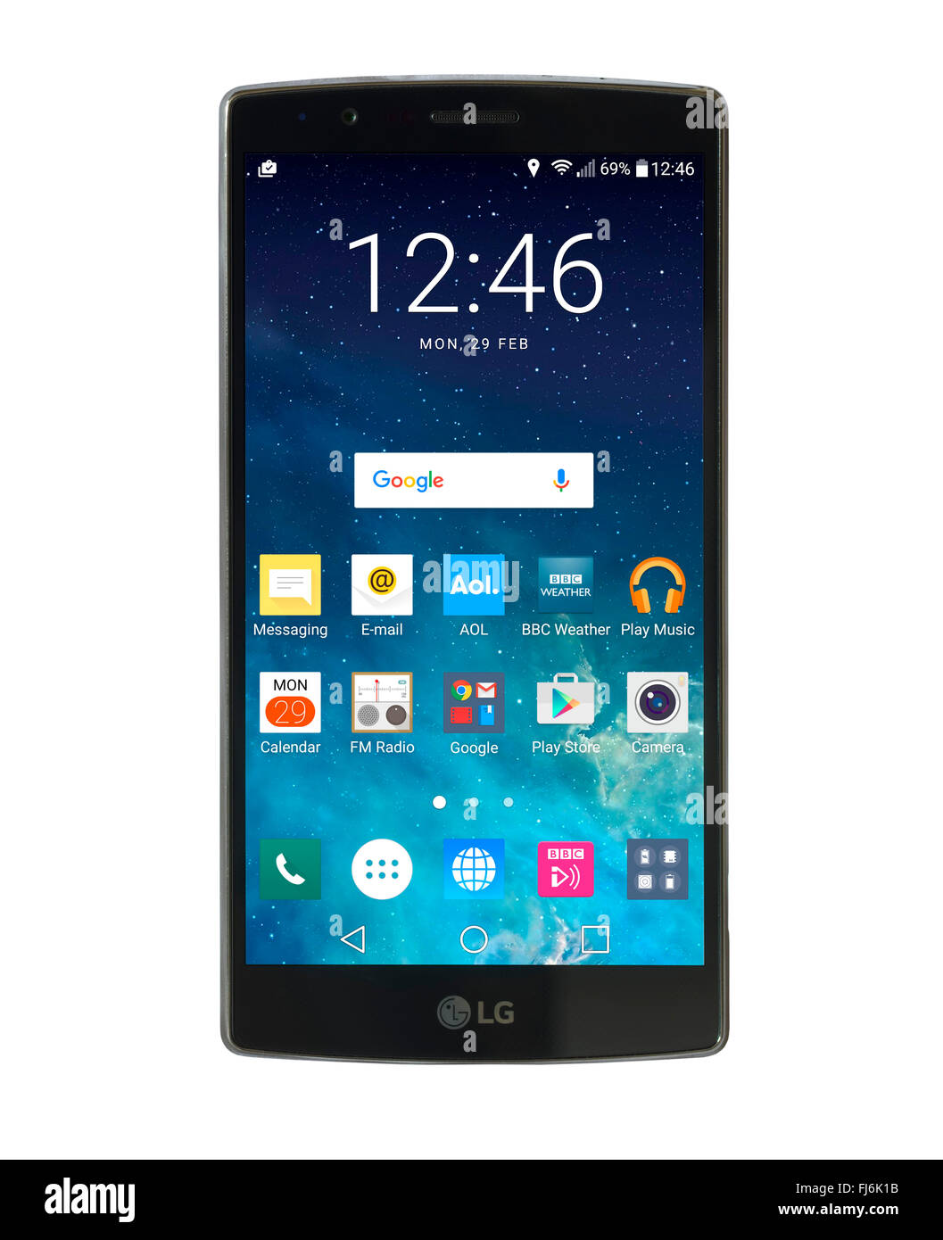 Schermata Home su un LG G4 5,5 pollici per smartphone Android con Android 6 marshmallow Foto Stock