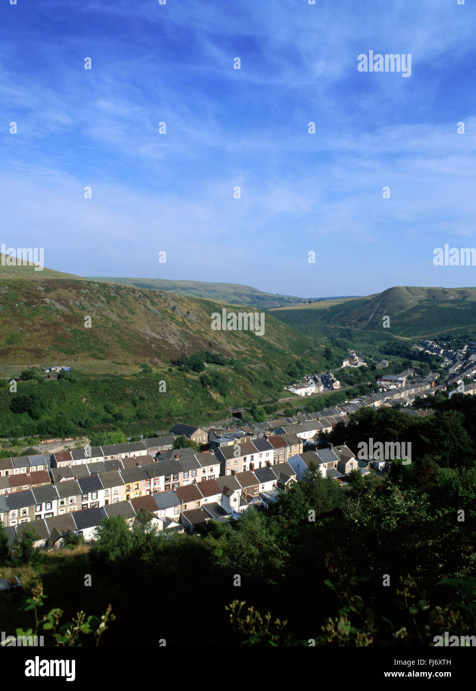 Villaggio Pontygwaith strade terrazzati Rhondda Fach valley Ipswich South Wales valli REGNO UNITO Foto Stock