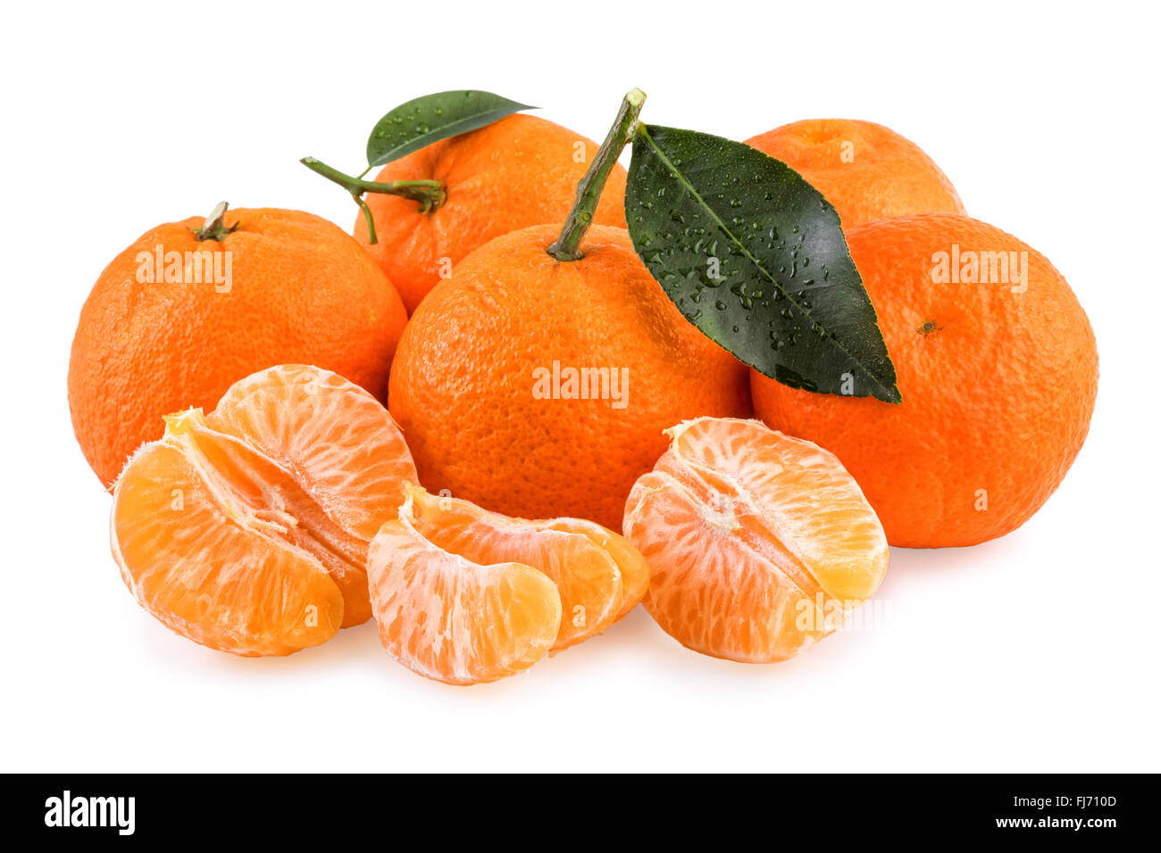 Freschi frutti di mandarino Isolato bianco Foto Stock