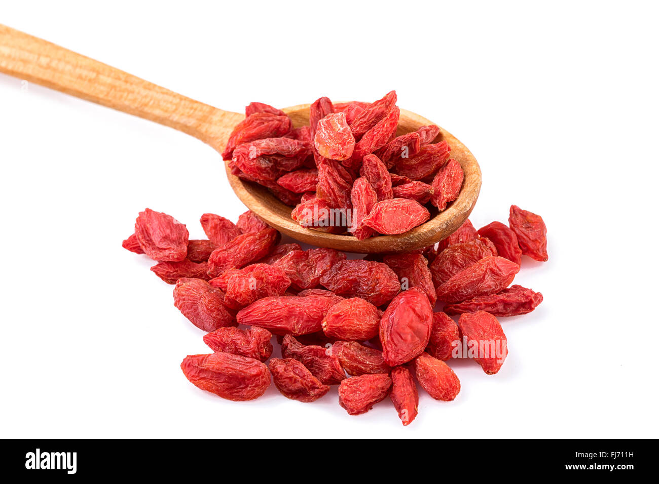 Bacche di Goji su bianco Foto Stock