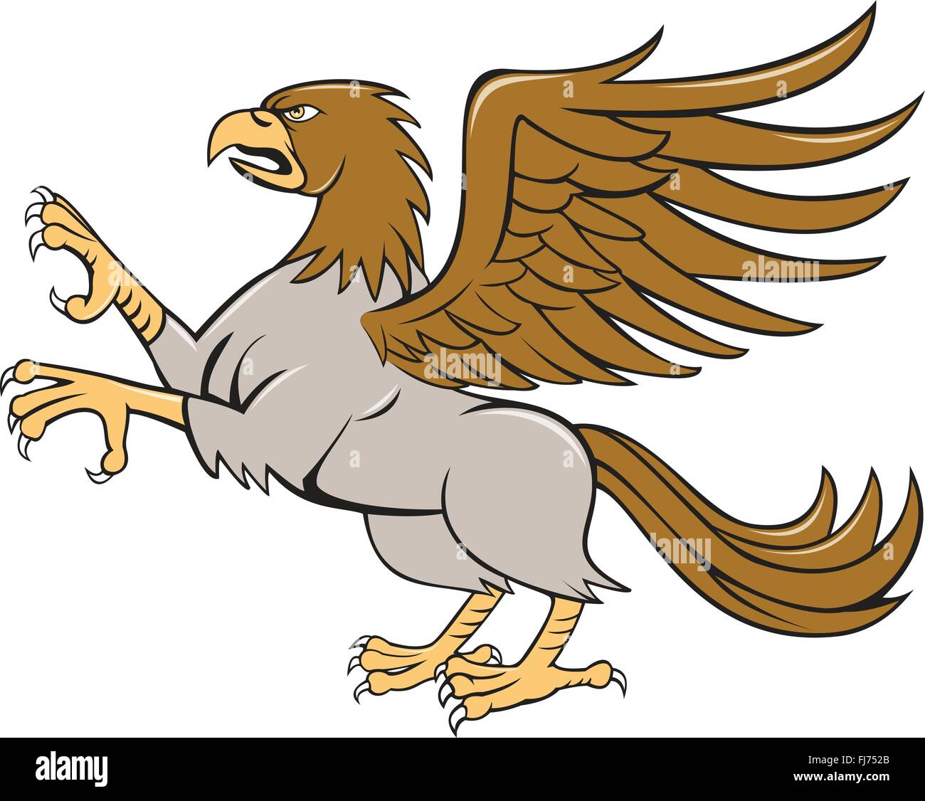 Illustrazione di un hippogriff o hippogryph, leggendaria creatura con i quarti anteriori di un aquila e i quarti posteriori di un cavallo Illustrazione Vettoriale