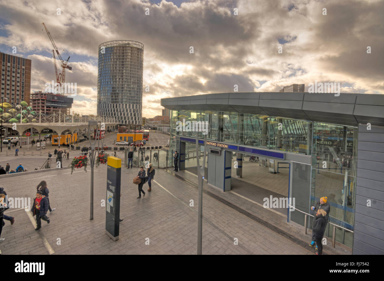 La stazione di Stratford, Londra. Stazione moderna Foto Stock