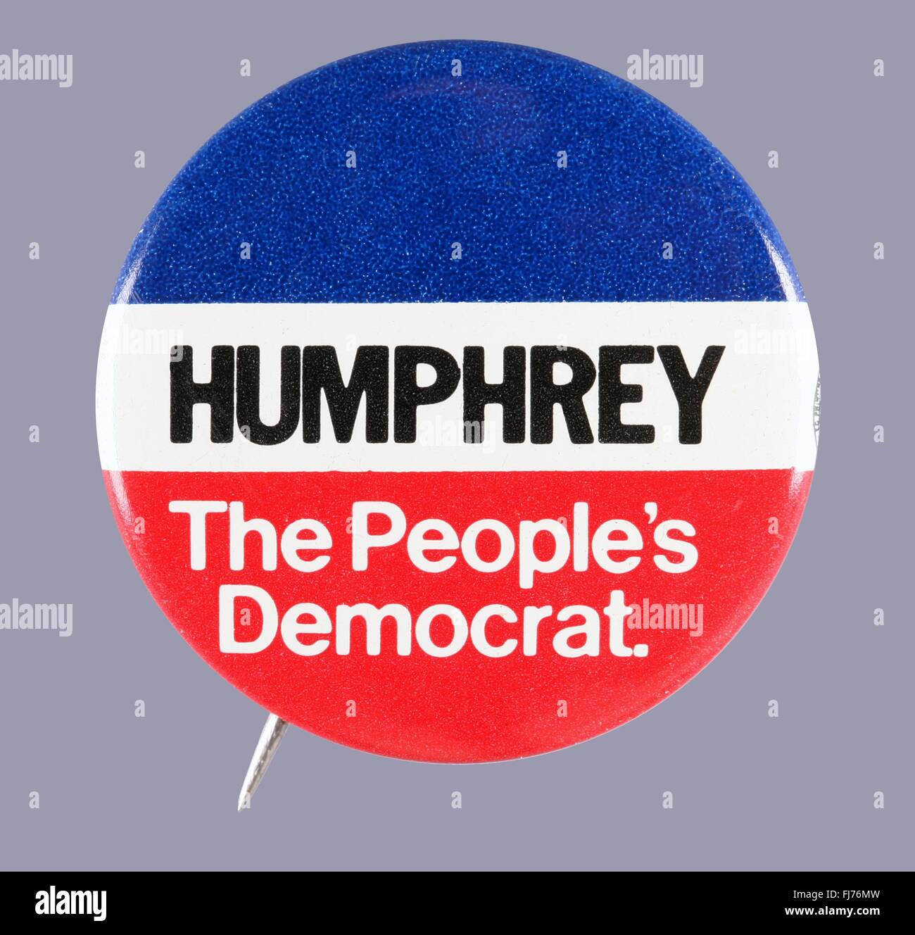 1968 campagna presidenziale perno a pulsante per hubert h. humphrey Foto Stock