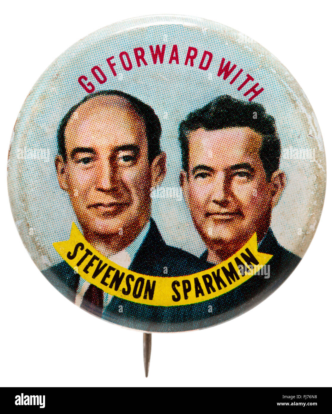 1952 US campagna presidenziale pulsante per Adlai Stevenson e John Sparkman Foto Stock