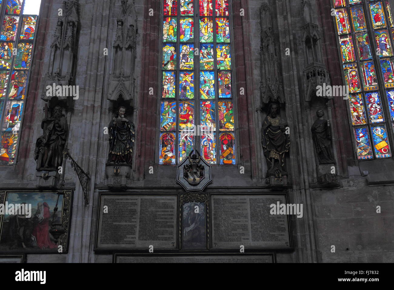 Interno della chiesa di Chiesa di S. Sebaldo, Norimberga, Baviera, Germania Foto Stock