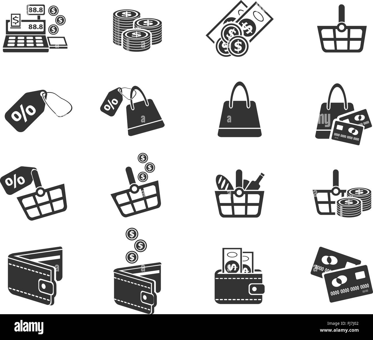 Marketing e l'e-commerce icona impostare Illustrazione Vettoriale