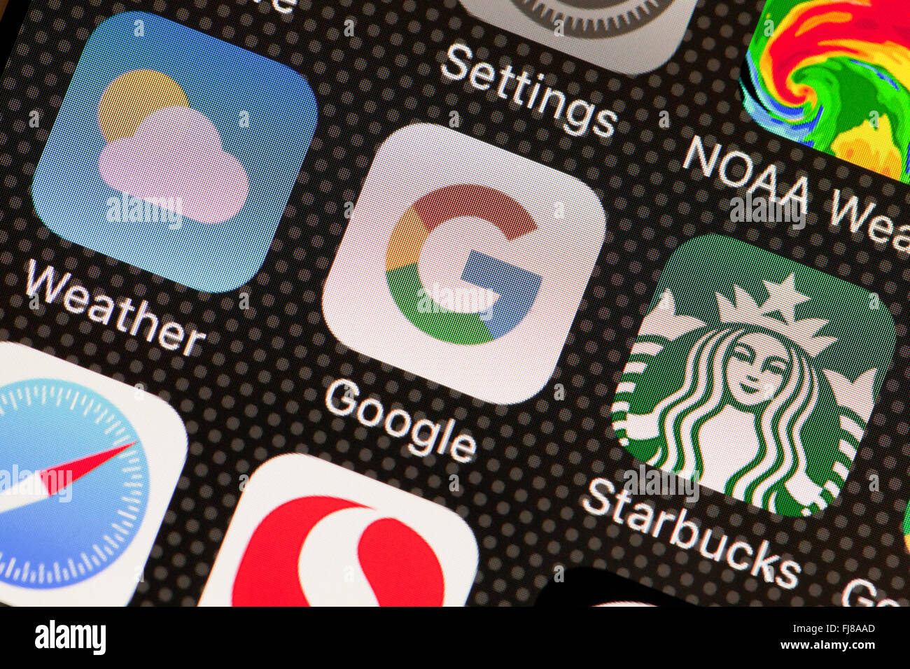 Google app sulla schermata di iPhone - USA Foto Stock