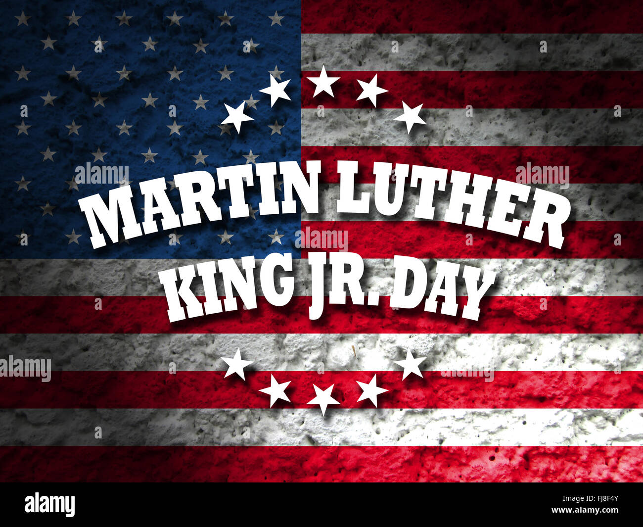 Martin Luther King Jr. Giorno della carta con bandiera americana sfondo grunge Foto Stock