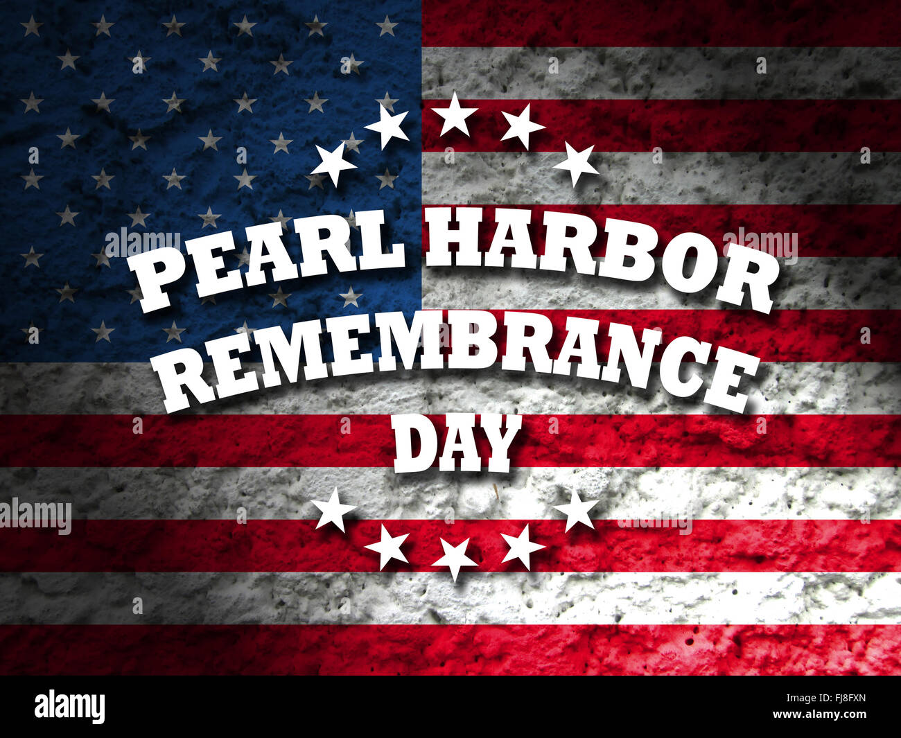 Stati Uniti d'America Pearl Harbor Giorno del Ricordo card con bandiera americana stile grunge background Foto Stock