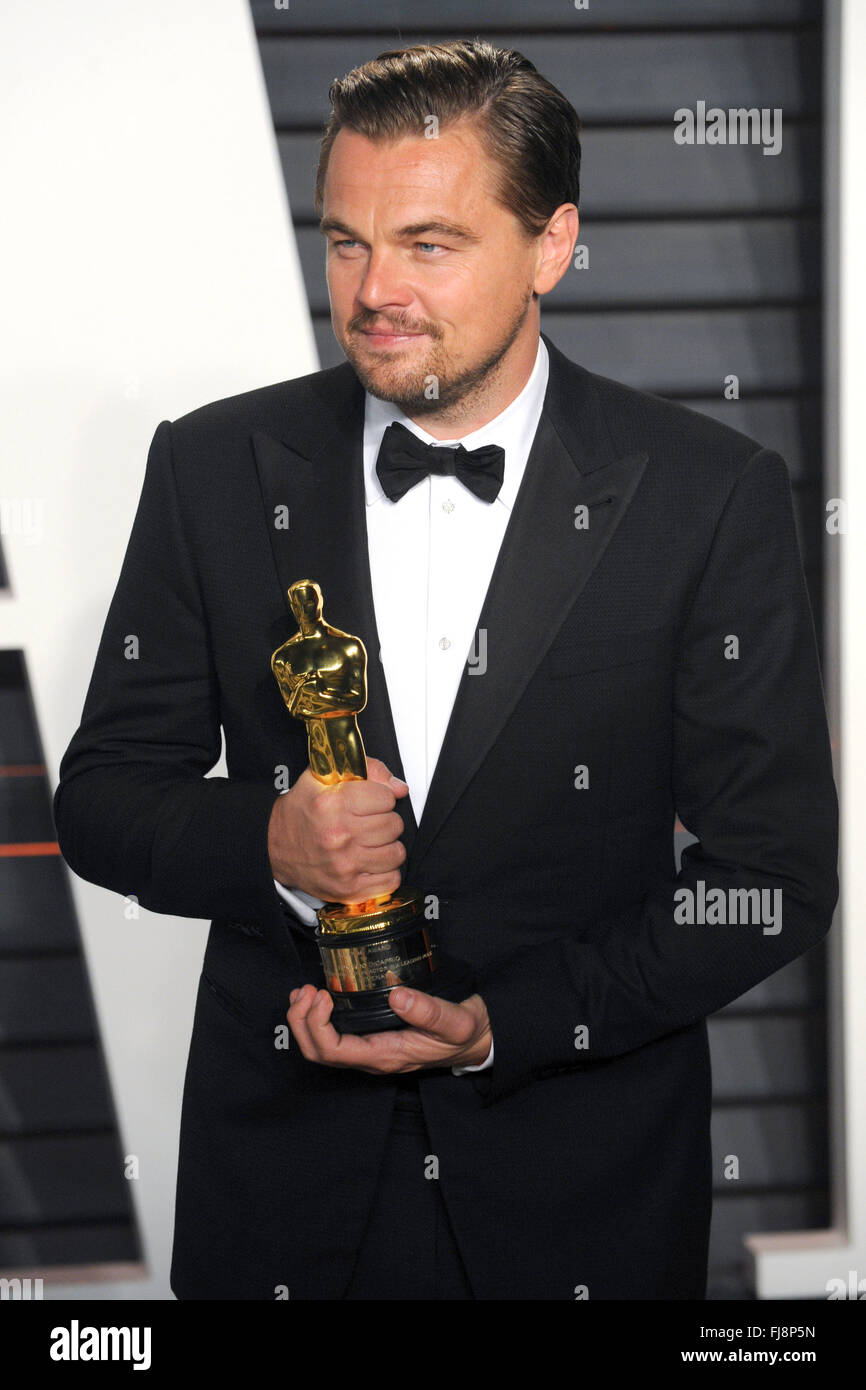 Leonardo DiCaprio frequentando il 2016 Vanity Fair Oscar Party Hosted By Graydon Carter a Wallis Annenberg Center for the Performing Arts nel febbraio 28, 2016 a Beverly Hills, la California. Foto Stock