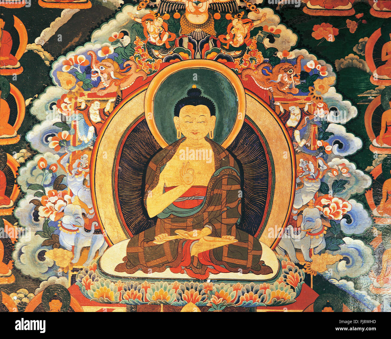 Buddha pittura, India, Asia Foto Stock