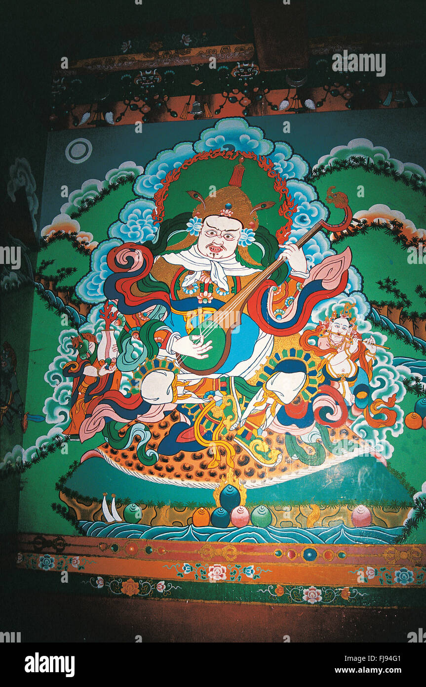 Pittura murale monastero buddista, il Sikkim, India, Asia Foto Stock