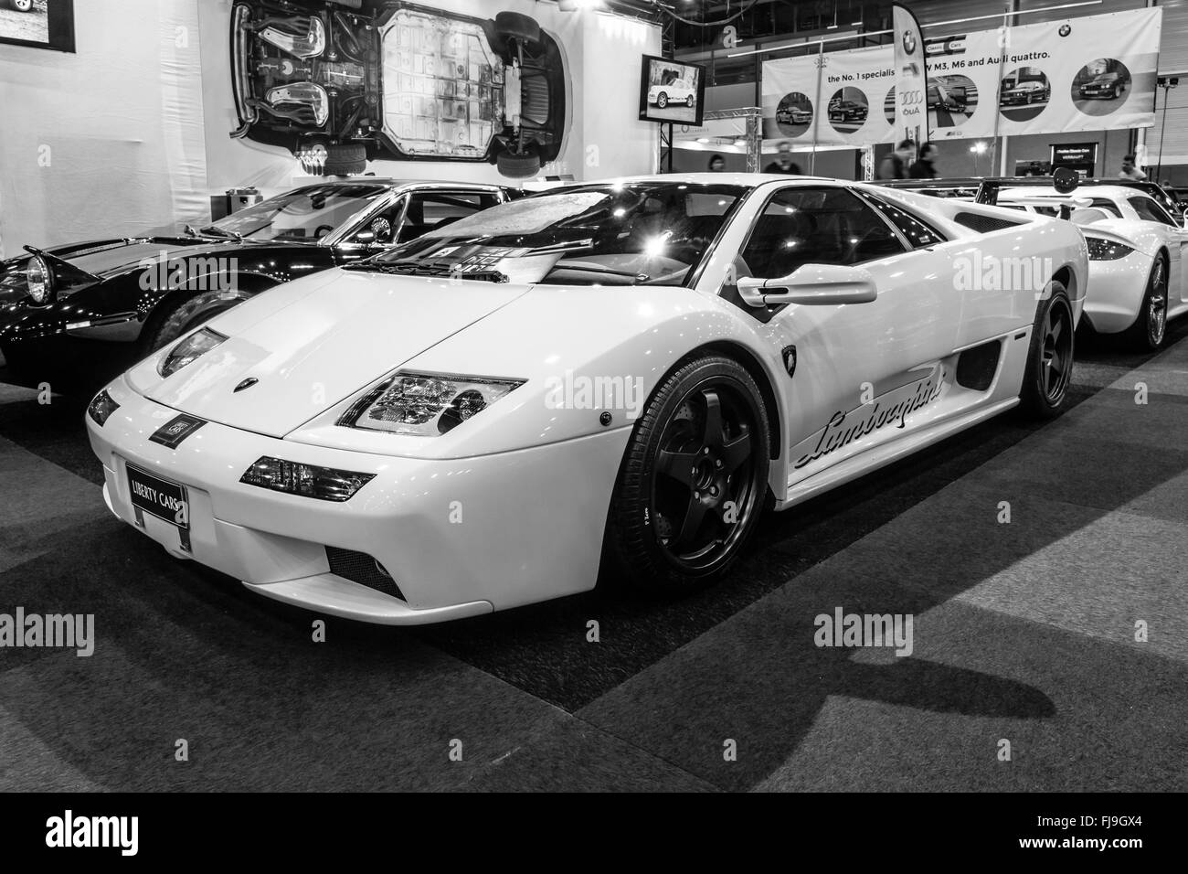 Alte prestazioni mid bimotore auto sportive Lamborghini Diablo VT 6.0, 2000. In bianco e nero. Foto Stock