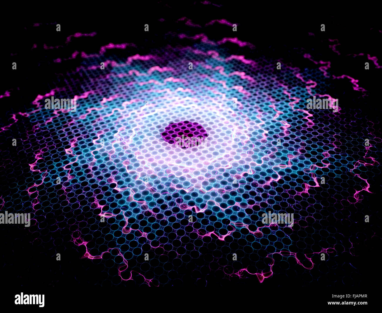 La forza di repulsione della nanotecnologia, generato dal computer sullo sfondo di Fractal Foto Stock