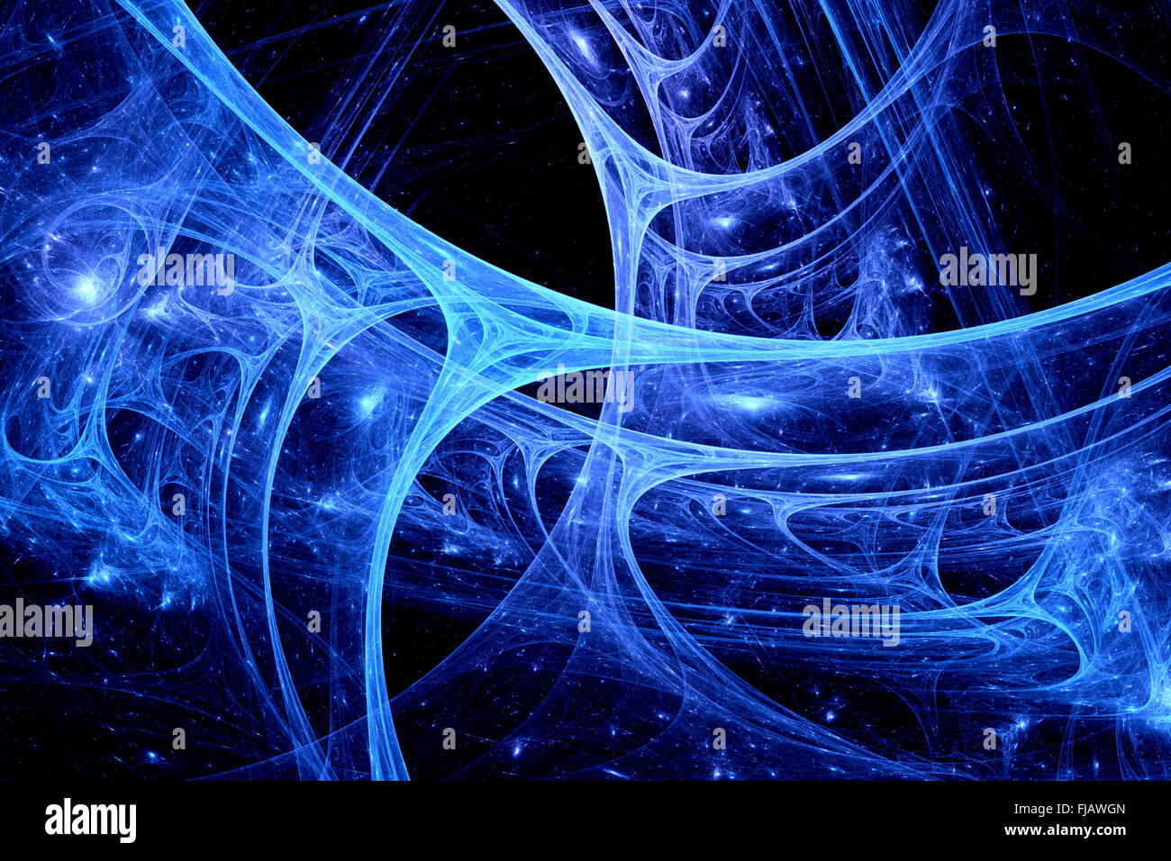 Blu sistema synapse, generato dal computer sullo sfondo di Fractal Foto Stock