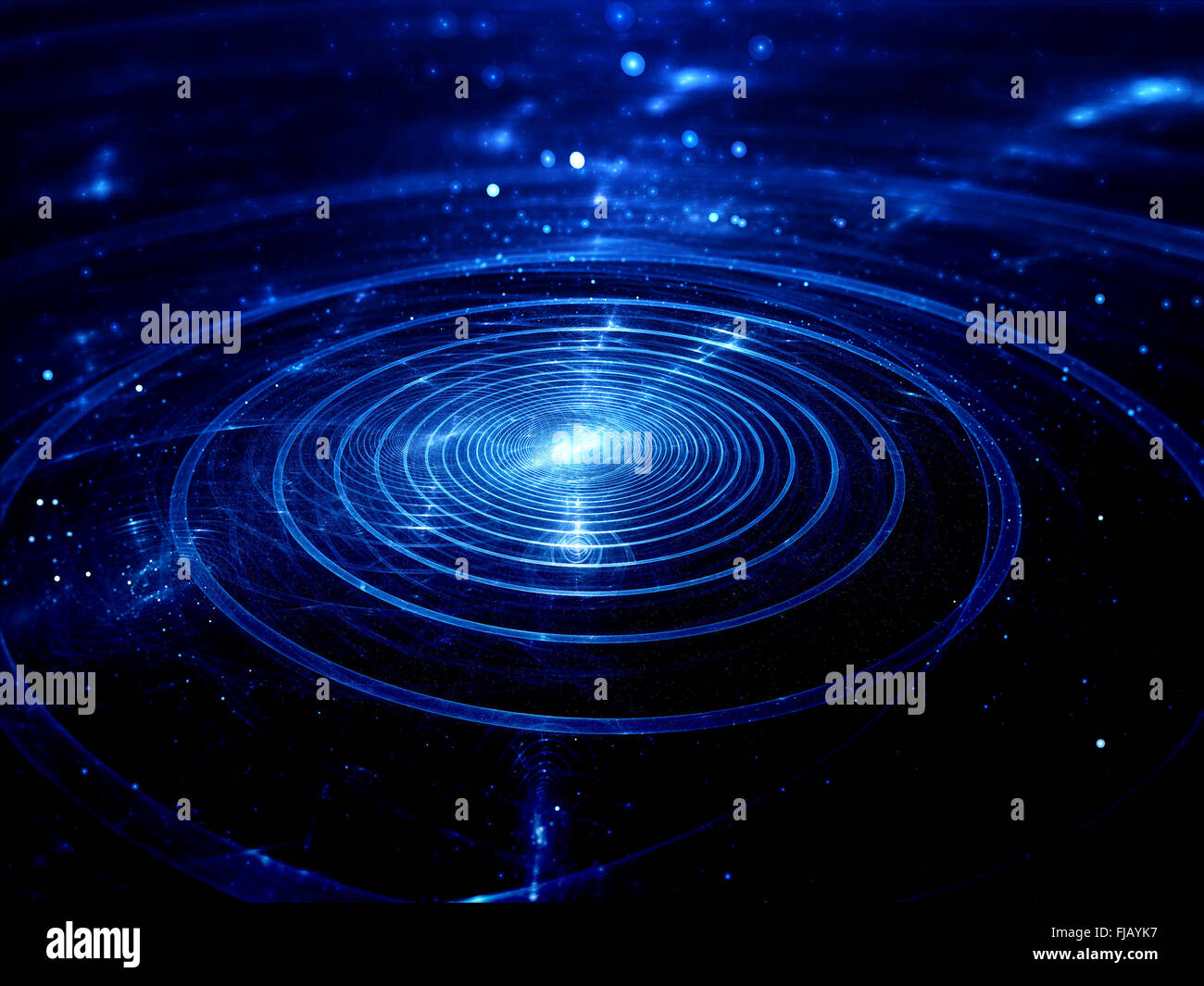 Sistema a stella con traiettorie nello spazio profondo, sfondo astratto Foto Stock