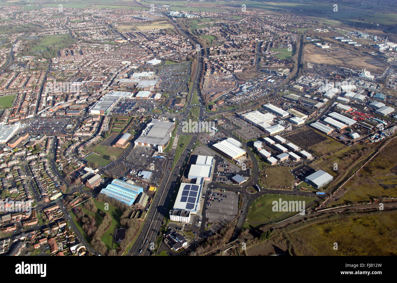 Vista aerea del Cheshire città di Widnes, Regno Unito Foto Stock