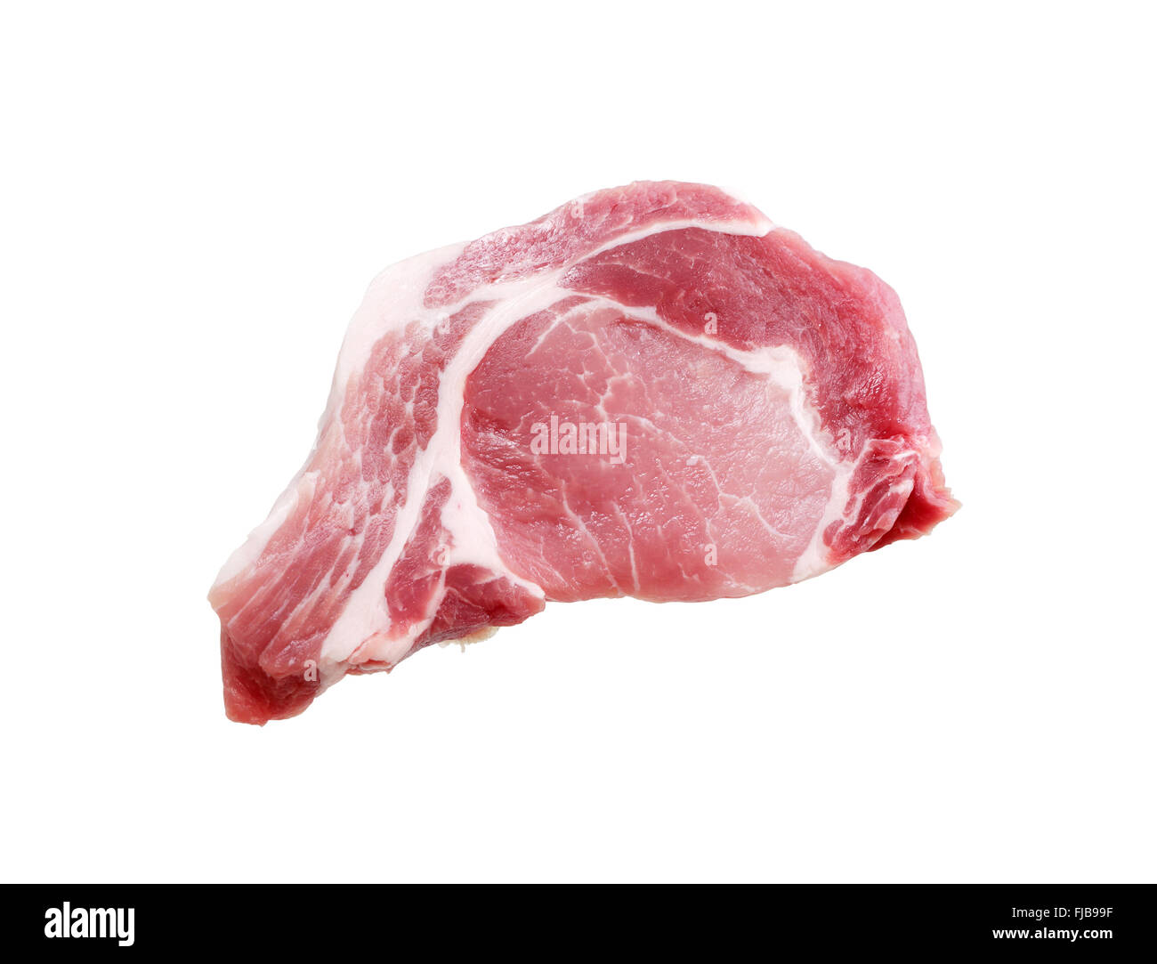 Carne di maiale cruda chop isolato su sfondo bianco con tracciato di ritaglio Foto Stock