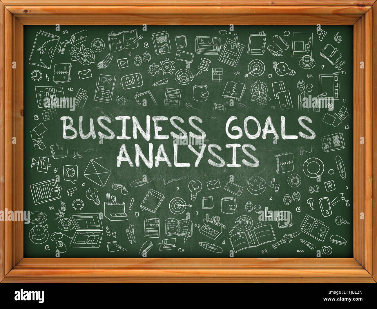 Obiettivi di Business Analysis - disegnata a mano sulla lavagna verde. Foto Stock