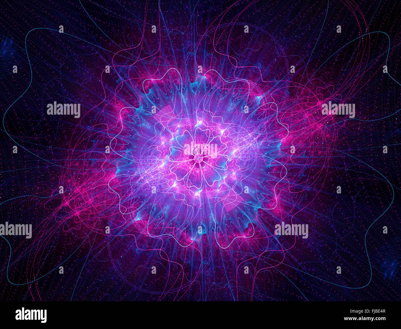 Higgs Boson rosa, particelle di Dio, generato dal computer sullo sfondo di Fractal Foto Stock