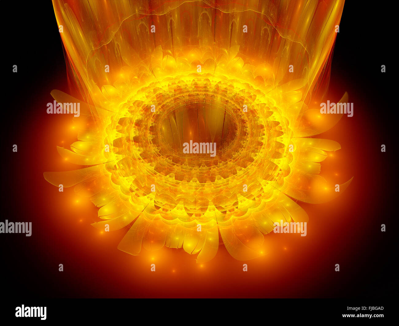 Il cuore di fuoco mandala di sfondo di Fractal Foto Stock