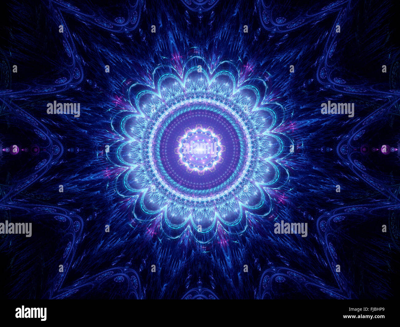 Big Blue mandala, generato dal computer sfondo astratto Foto Stock