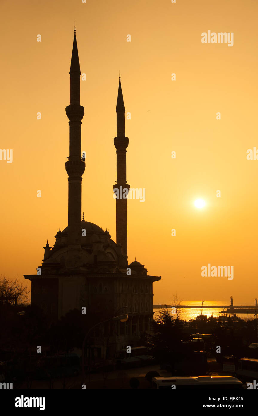 Minareto silhouette Foto Stock