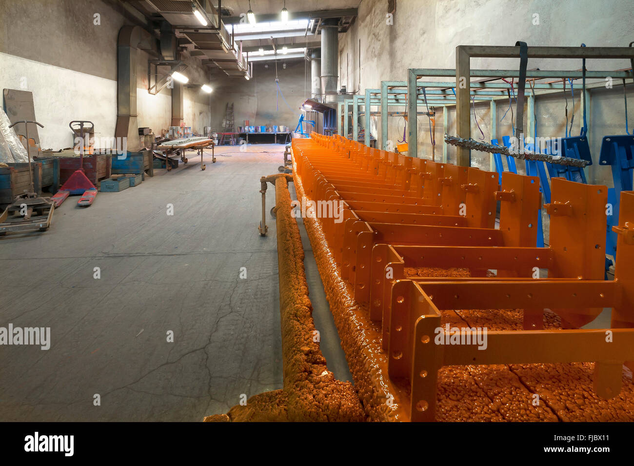 Paint shop per componenti di macchine agricole, Media Franconia, Baviera, Germania Foto Stock