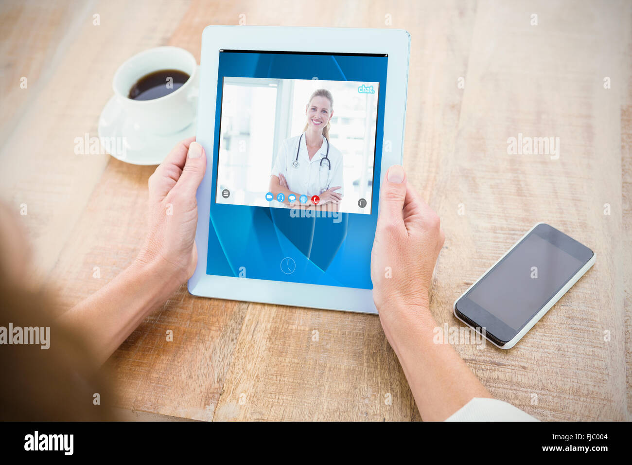 Immagine composita di vista della video chat app Foto Stock