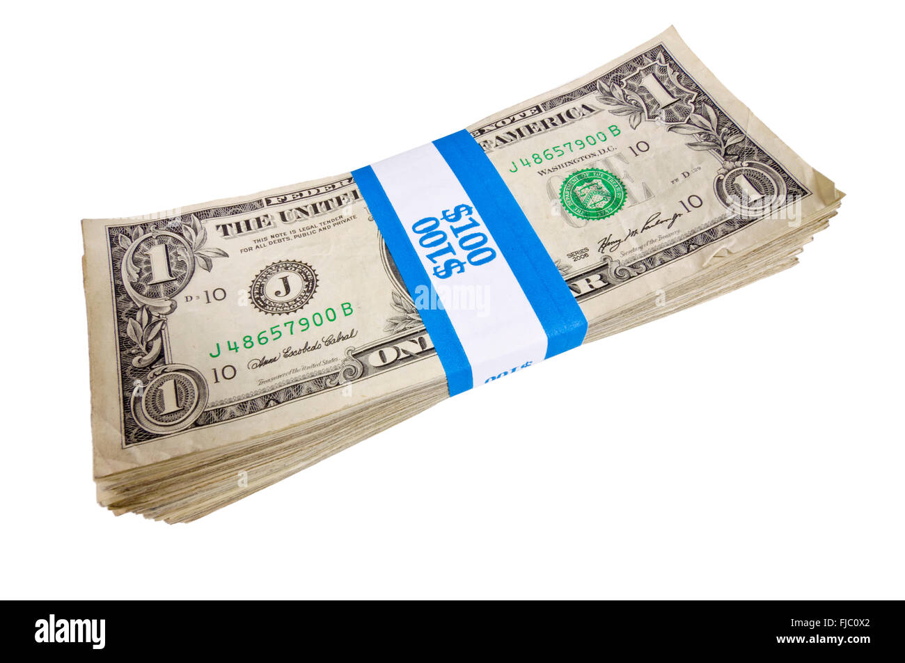 Bundle di un centinaio di uno le fatture del dollaro Foto Stock