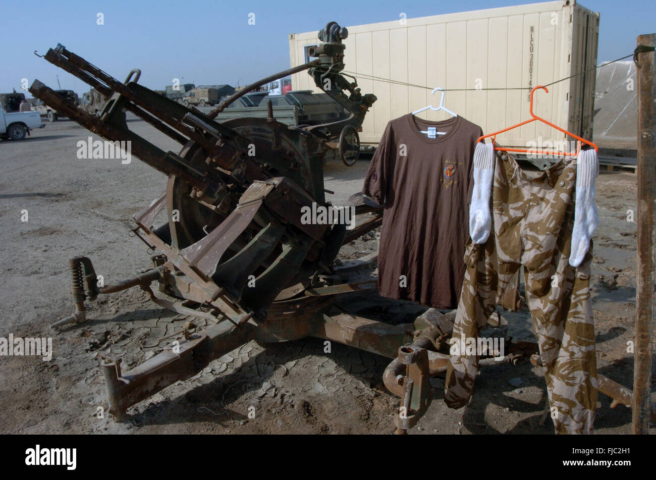 Il Welsh guards battel gruppo su vi tour of duty in Iraq 2004. esse sono state pubblicate appena fuori al lato Arhmar in Iraq meridionale. e incluse bom arma di smaltimento trova e pattuglie di sicurezza.erano lì 2004/2005 op telic 5. Foto Stock