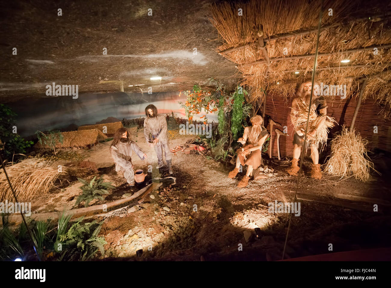 L'Europa, Polonia, le Miniere di Sale di Wieliczka, la vita quotidiana dei minatori medioevali display, Patrimonio Mondiale dell UNESCO Foto Stock