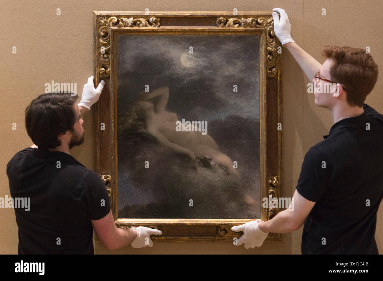 Londra, Regno Unito. Il 26 febbraio 2016. La Nuit da Henri Fantin-Latour, est. GBP 80,000-120,000. Anteprima di Bonhams' Ottocento europeo, Vittoriano e British arte impressionista vendita il 2 marzo 2016. Foto Stock