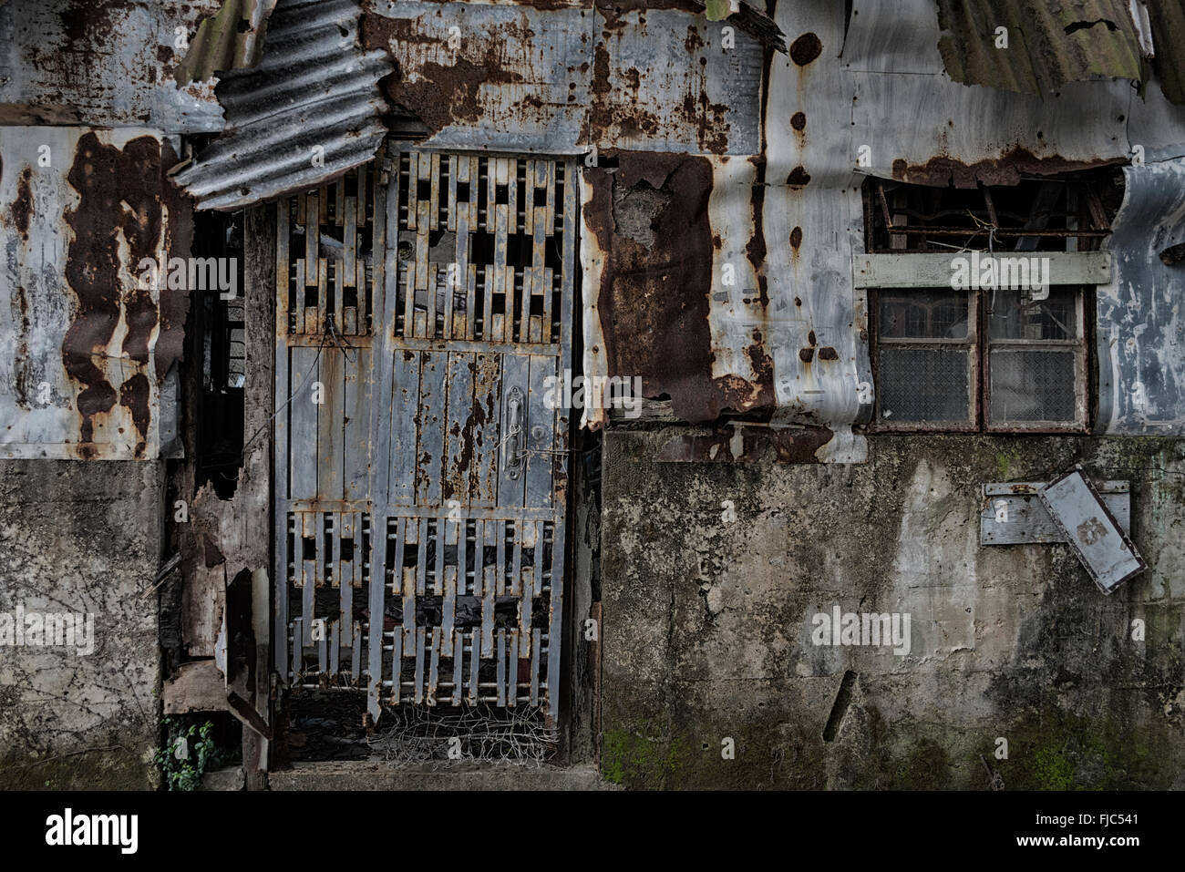 La rovina di una capanna di metallo in Hong Kong, molto comuni Foto Stock