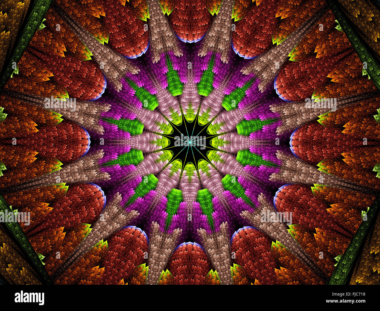 Multicolore ornamento del frattale, generato dal computer sfondo astratto Foto Stock