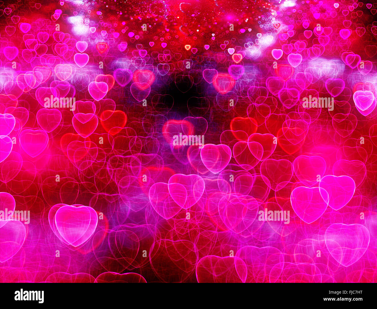 Cuori di San Valentino Abstract rosa con sfondo bokeh di fondo. San Valentino sfondo. Cuore sfondo per le vacanze Foto Stock