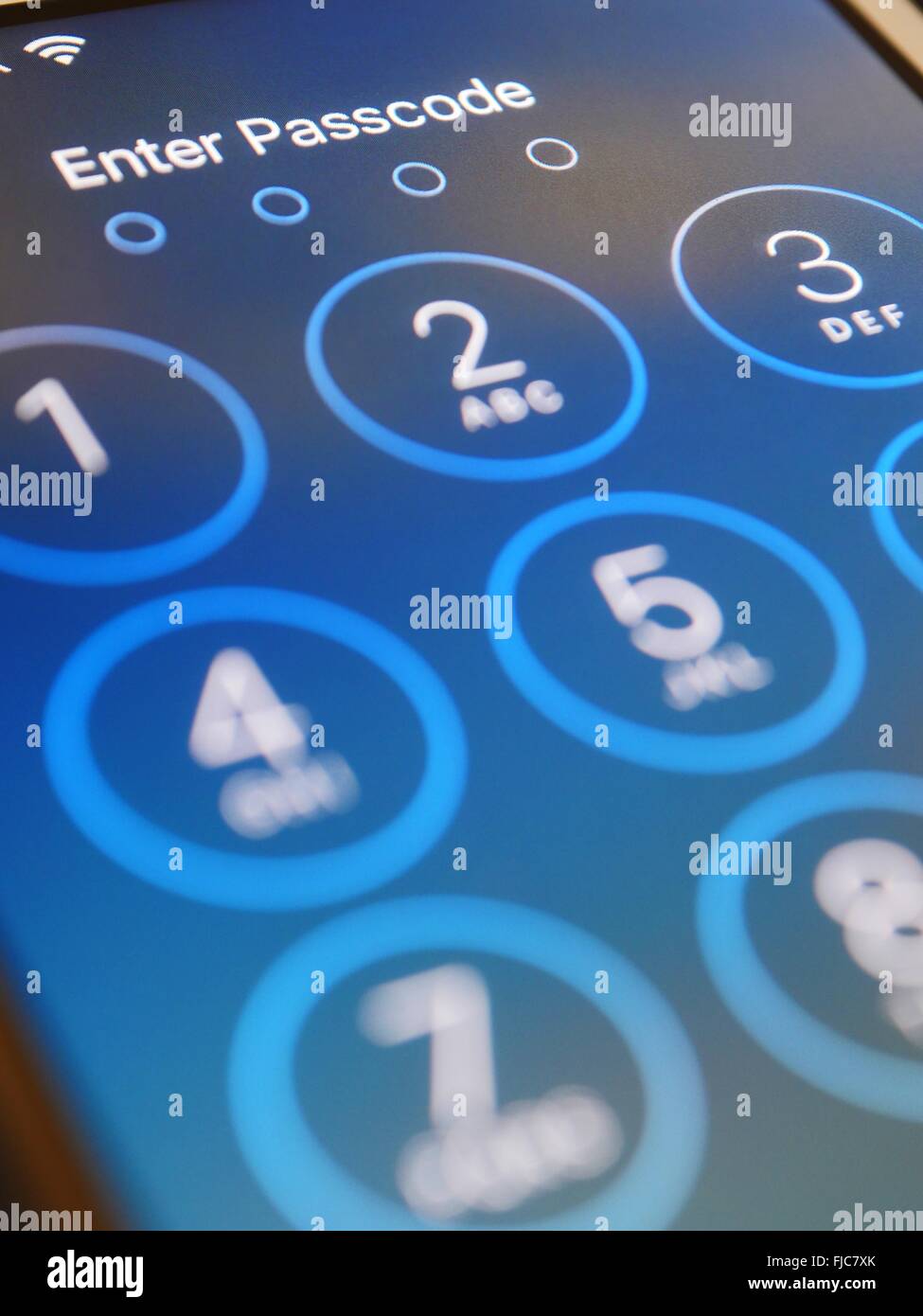 Apple Iphone blocca schermo con invio di istruzioni di codice Foto Stock