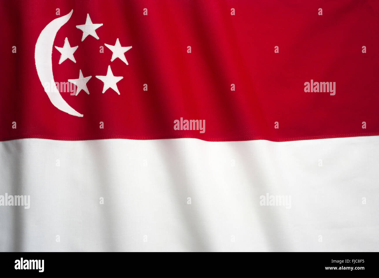 Bandiera di Singapore realizzato in cotone cucito BUNTING Foto Stock