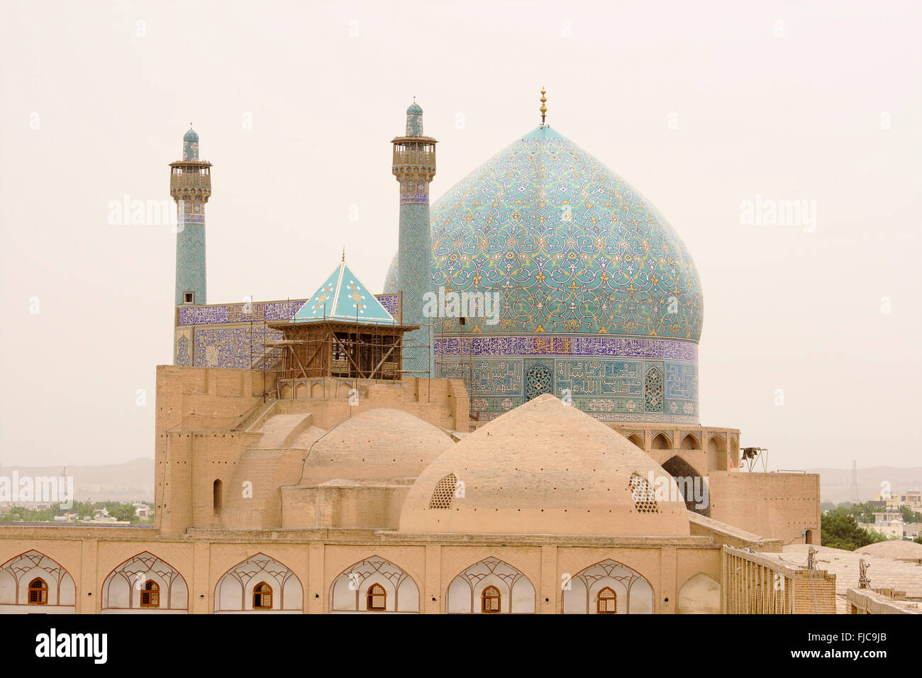 Cupola e i minareti della Moschea Imam (Moschea Shah) in Isfahan, Iran Foto Stock