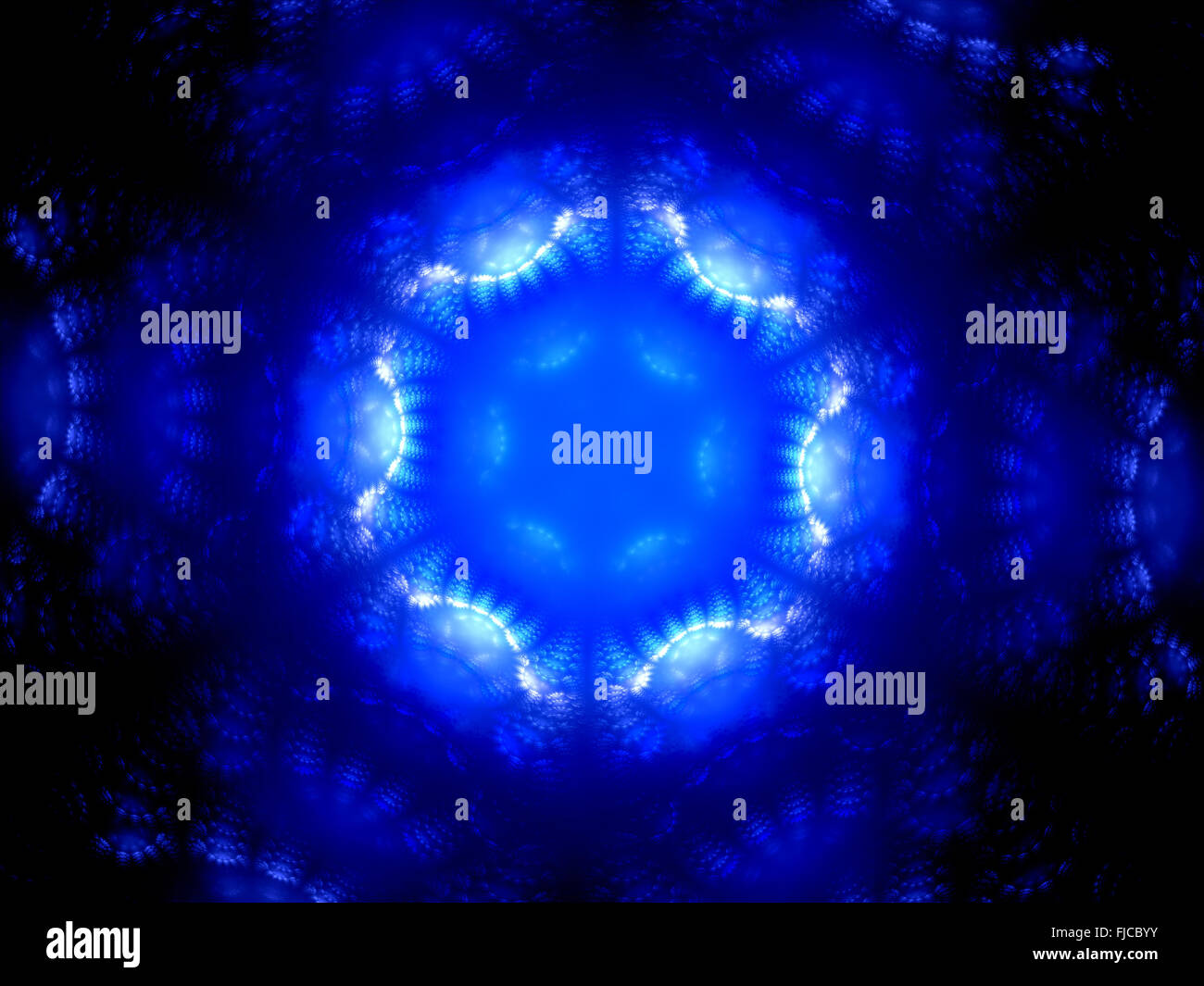 Blu brillante ornamento nello spazio, generato dal computer sfondo astratto Foto Stock