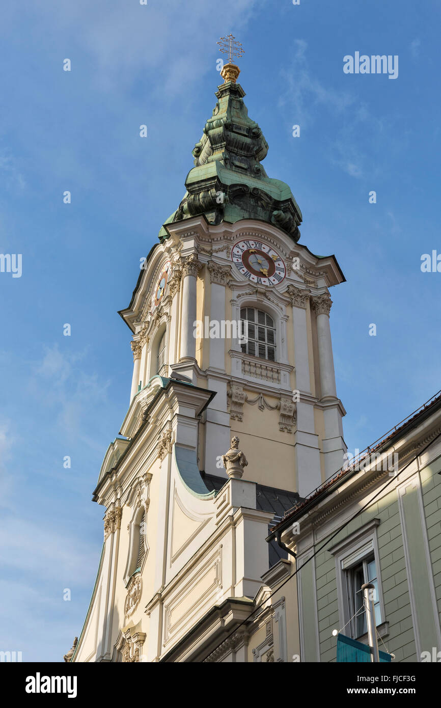 Stadtpfarrkirche chiesa facciata in Graz, Stiria, Austria Foto Stock