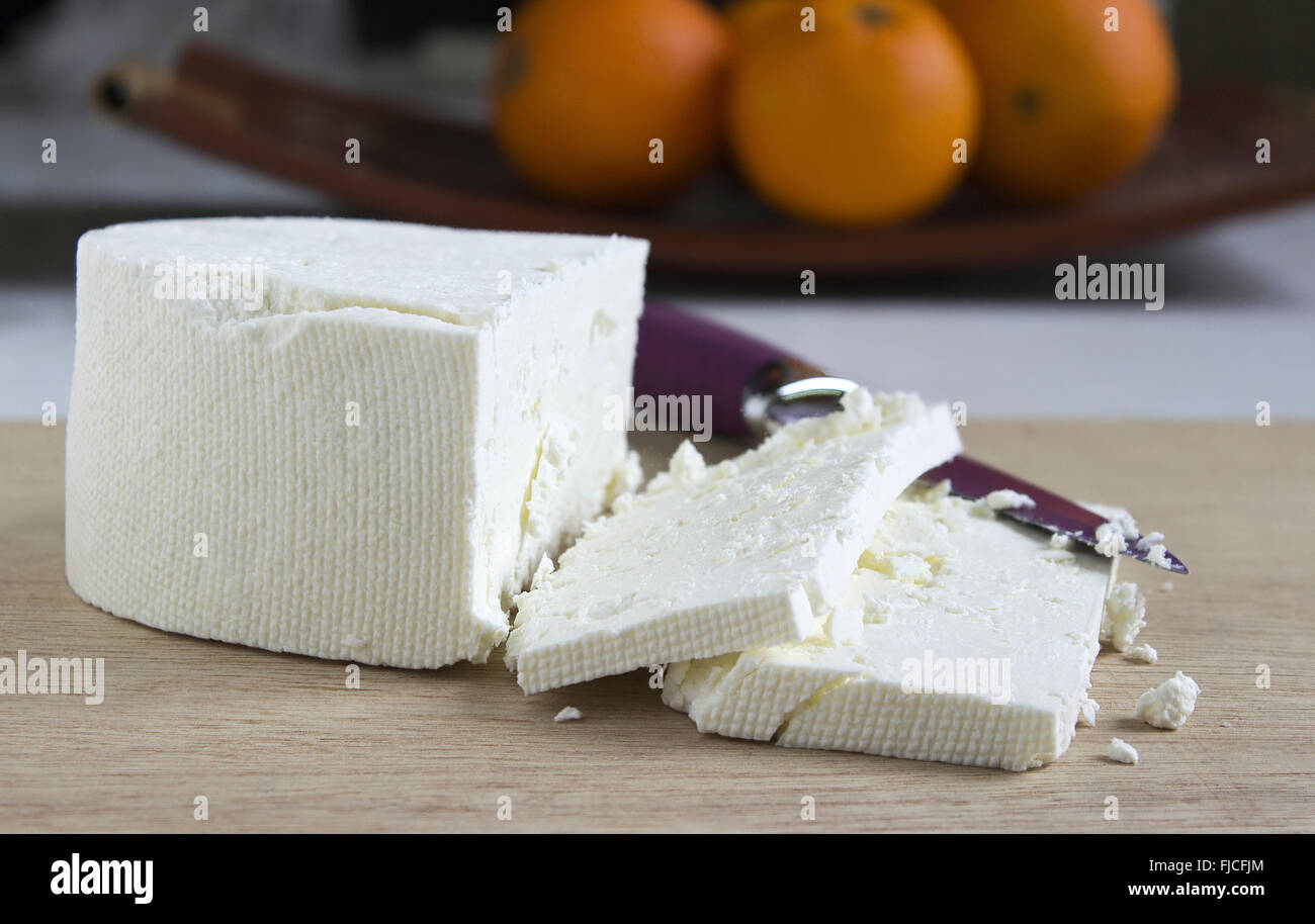 Bianco formaggio feta Foto Stock