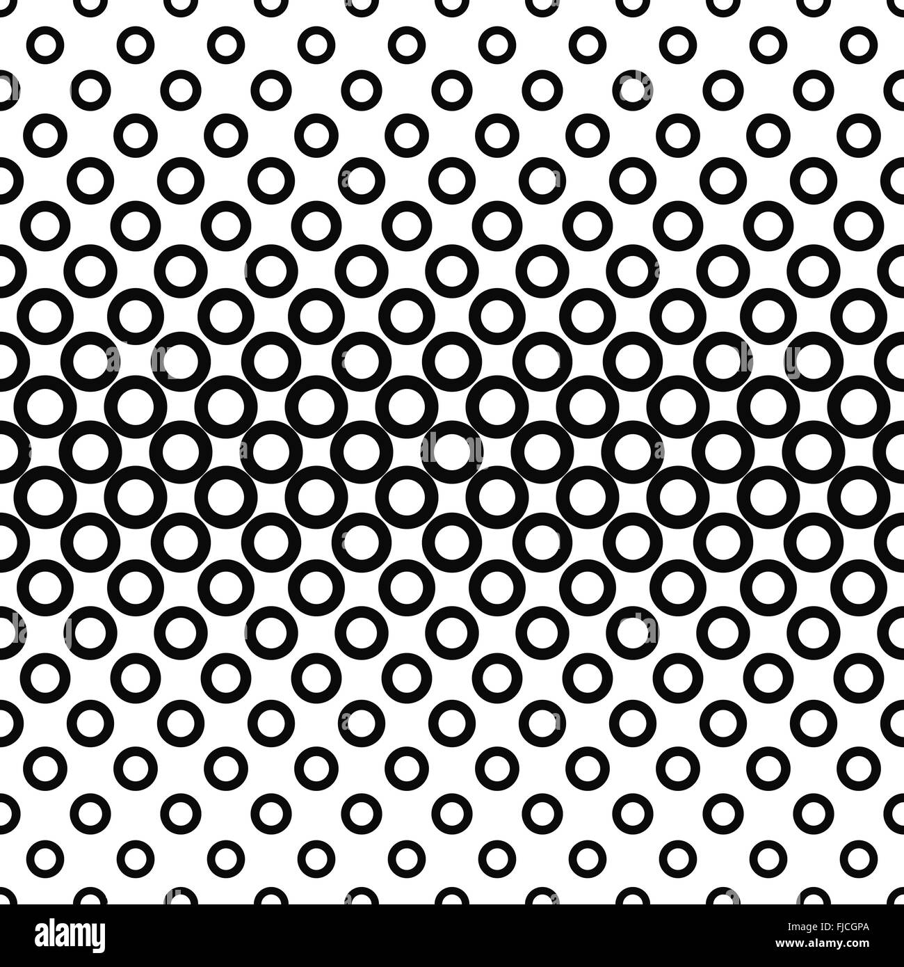 Ripetizione orizzontale nero bianco modello di cerchio Illustrazione Vettoriale
