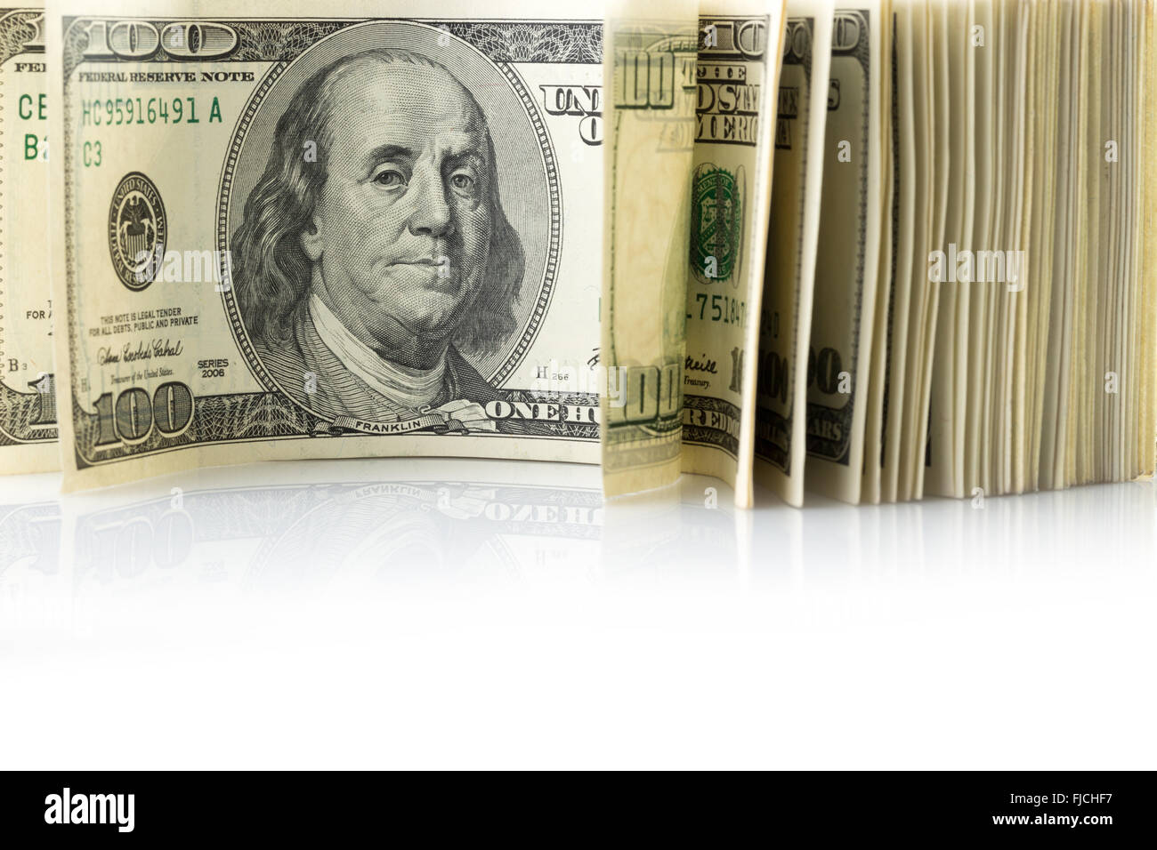 Di dollari isolato su uno sfondo bianco. Foto Stock
