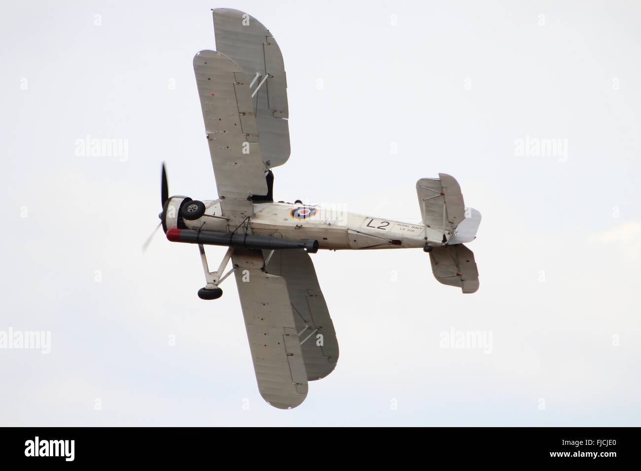 G-AVJH (LS326), un Fairey Swordfish II gestito dalla Royal Navy volo storico, durante la sua visualizzazione a East Fortune nel 2013. Foto Stock