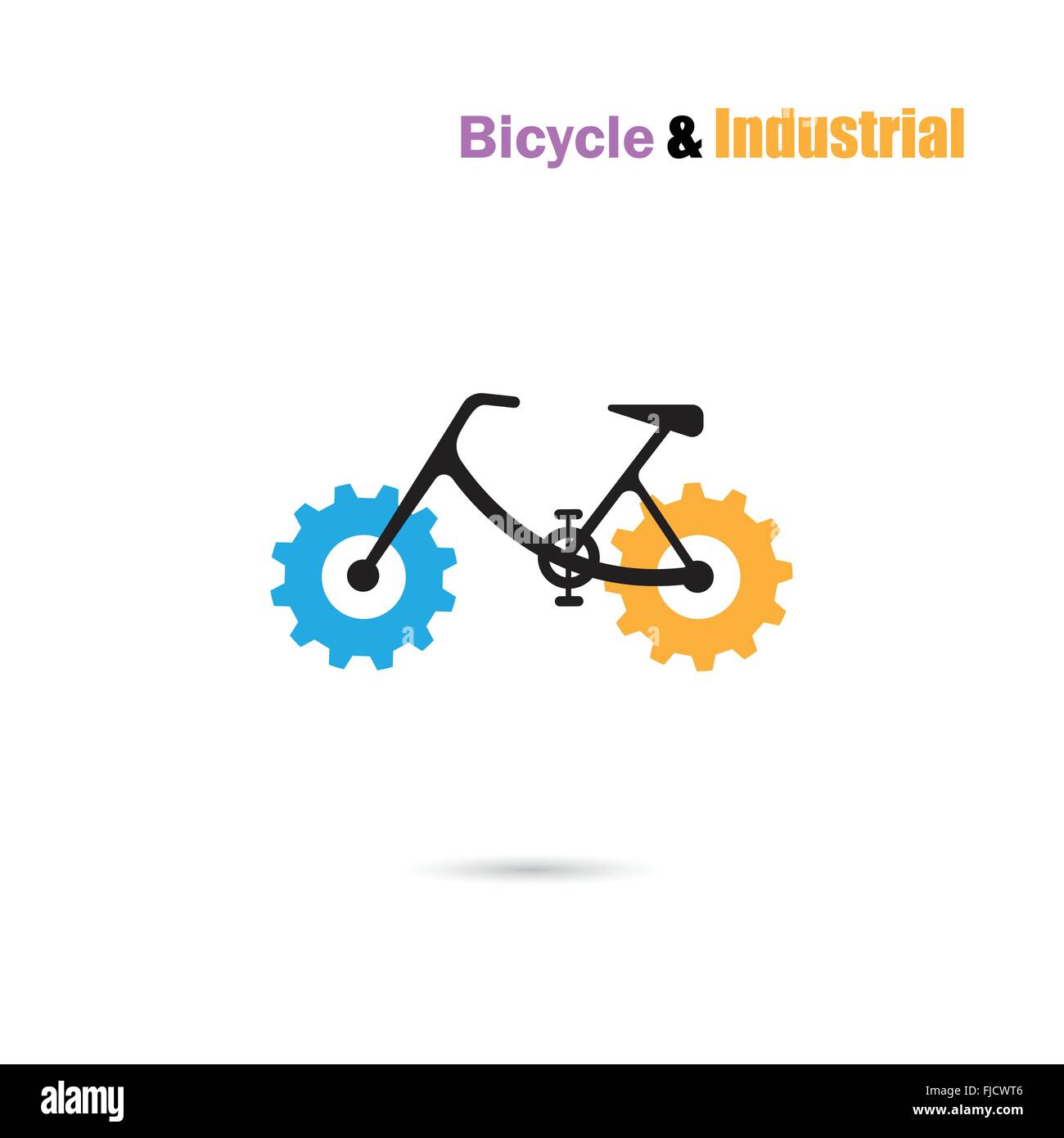 Noleggio Logo design icona Vettore e ingranaggio sign.ciclista silhouette sign.Business e concetto industriale.illustrazione vettoriale Illustrazione Vettoriale
