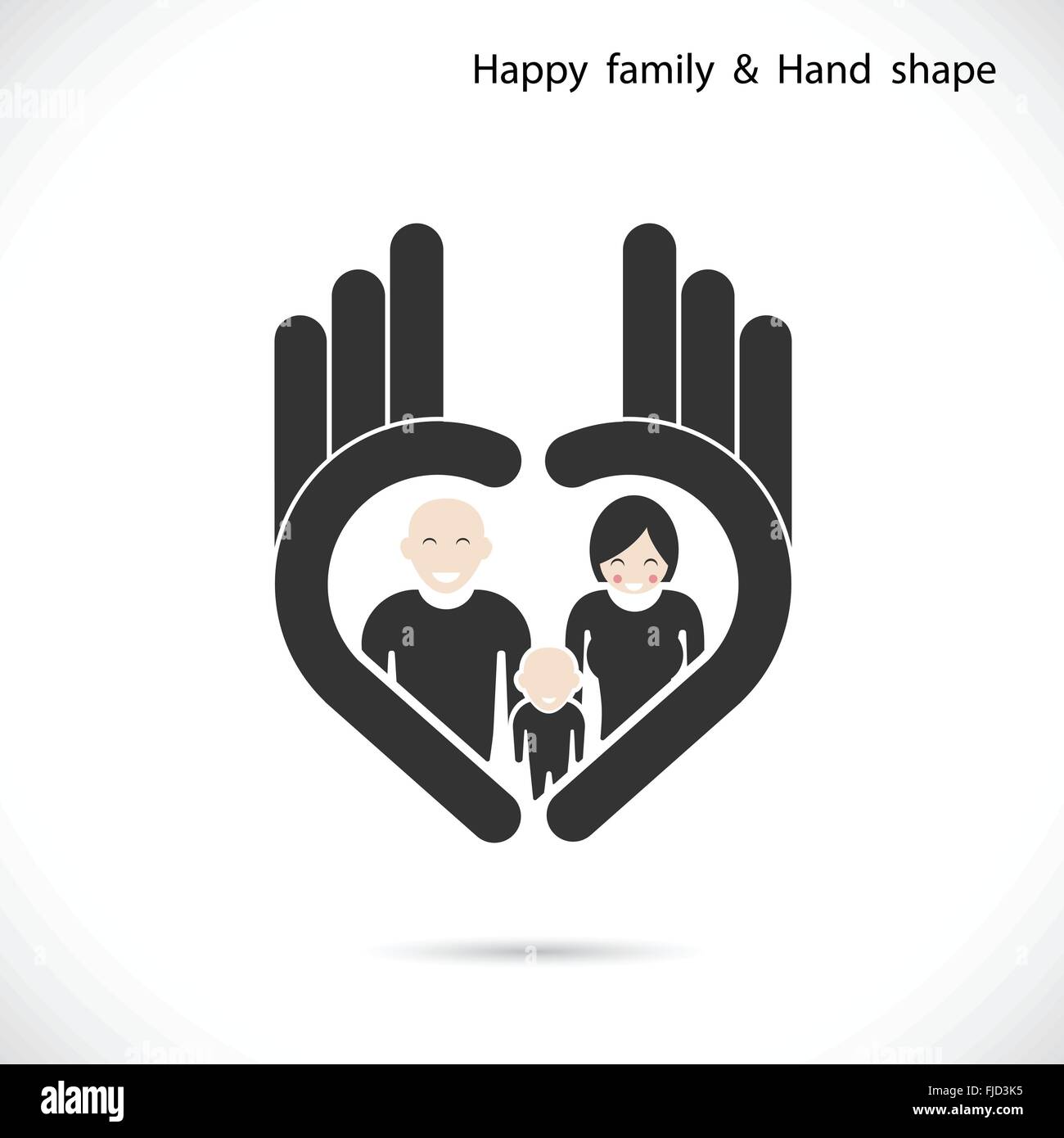 Icona della mano e happy family concept. Lato simbolo Ok icon.business Corporate logotipo creativo simbolo.illustrazione vettoriale Illustrazione Vettoriale