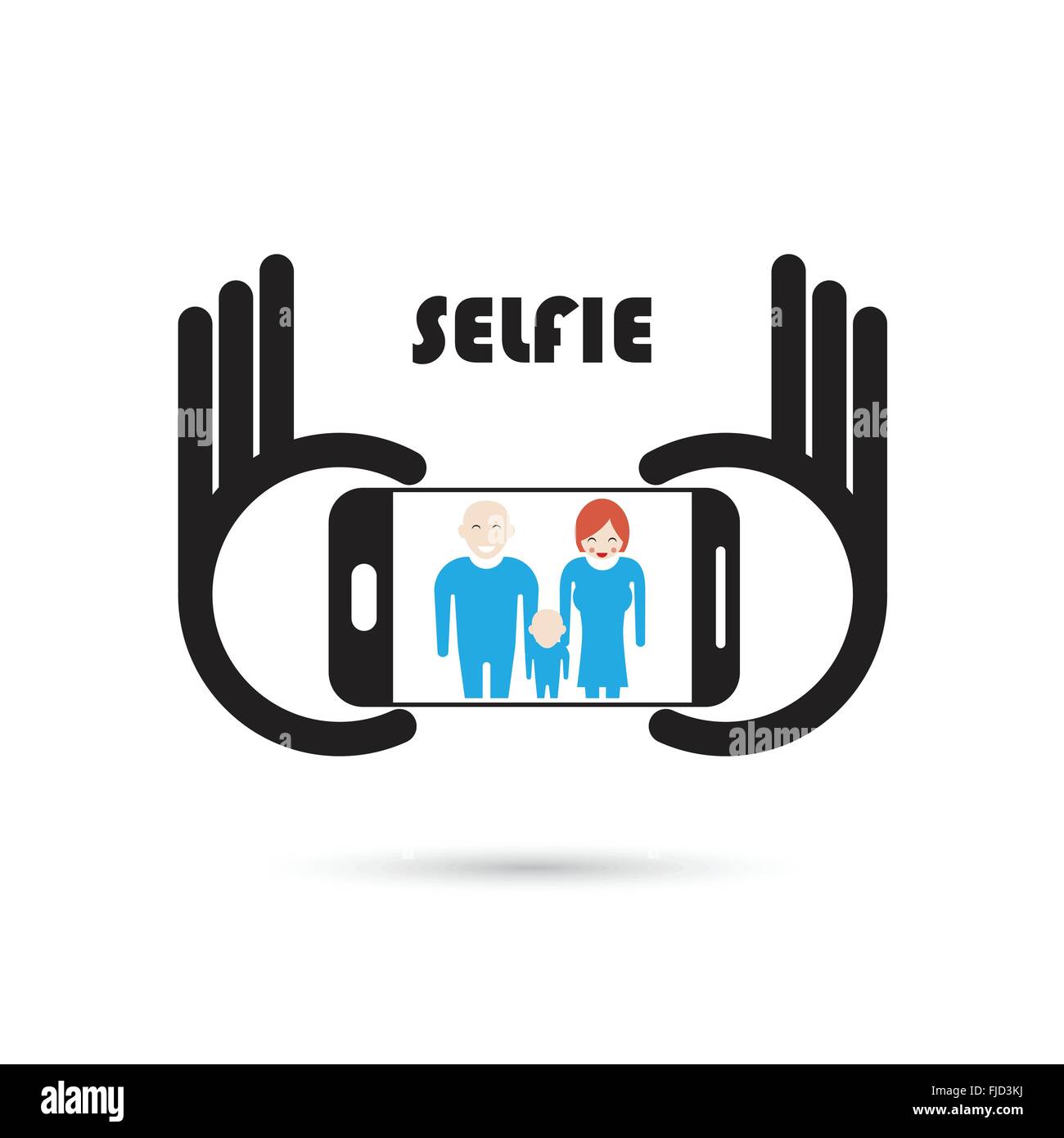 Tenendo selfie foto ritratto su smart phone concetto icona. Selfie concept design di elemento. Illustrazione Vettoriale Illustrazione Vettoriale